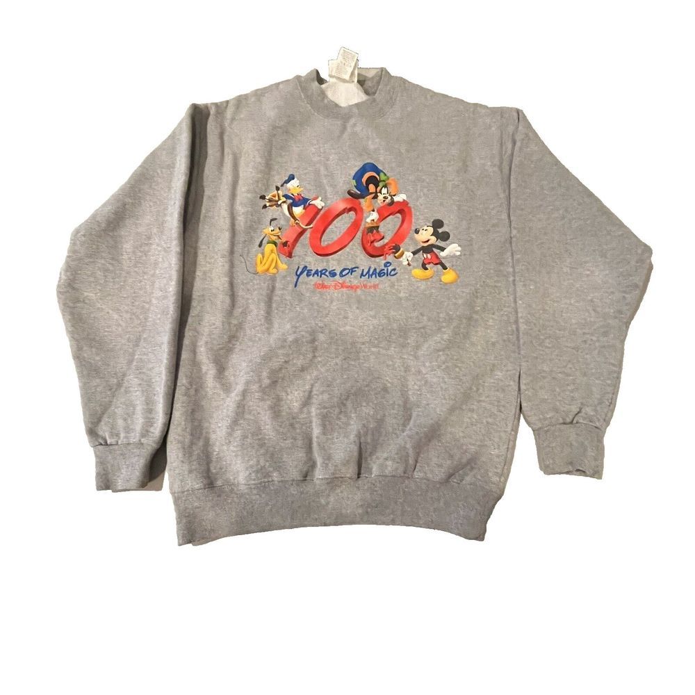 Disney Mens Vintage Sweatshirt Walt Disney 100 Years‎ of Magic Mickey Size M